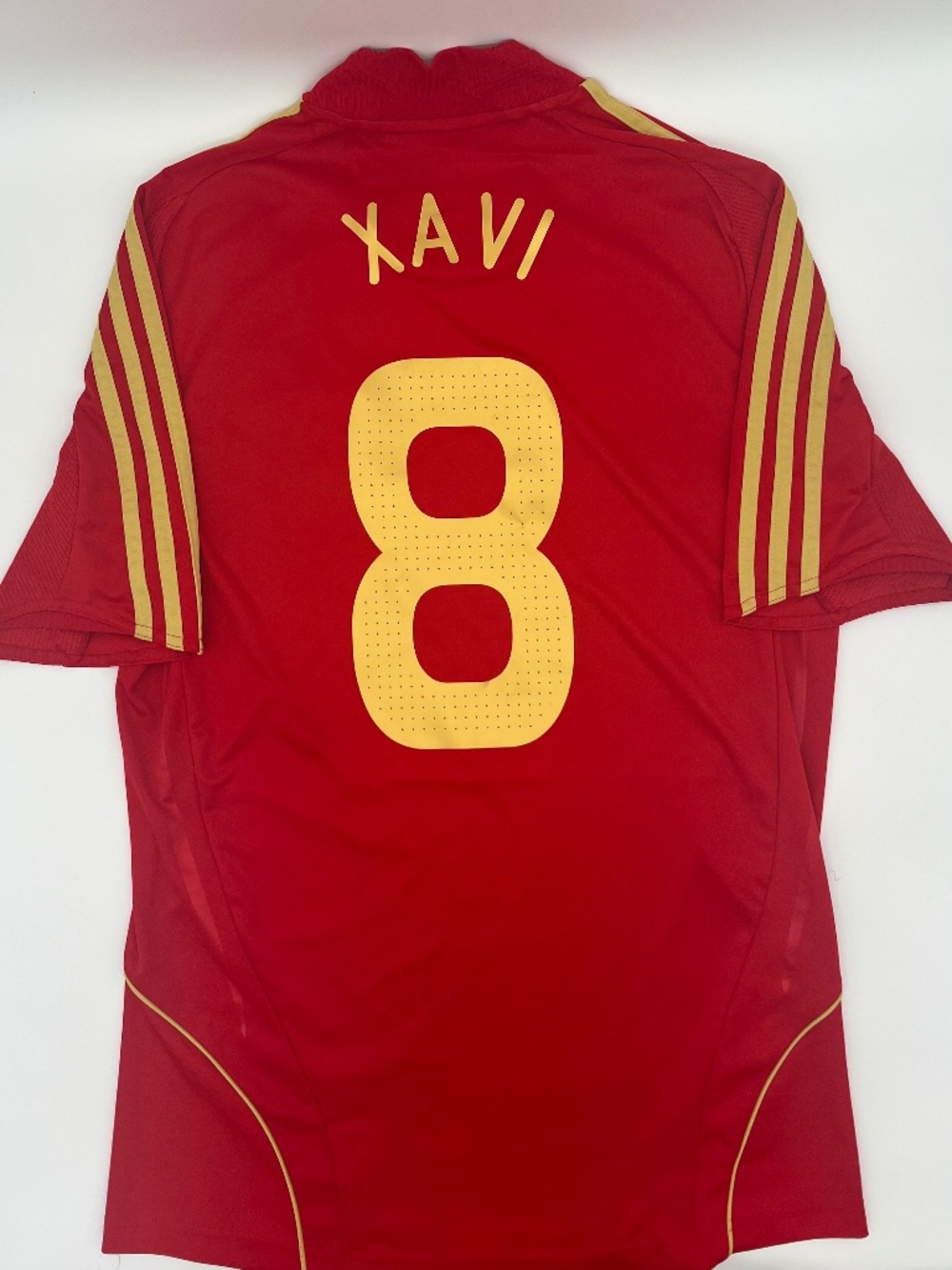 Spain 2008/2009 Home Xavi Hernandez #8 Authentic adidas Jersey Men Red